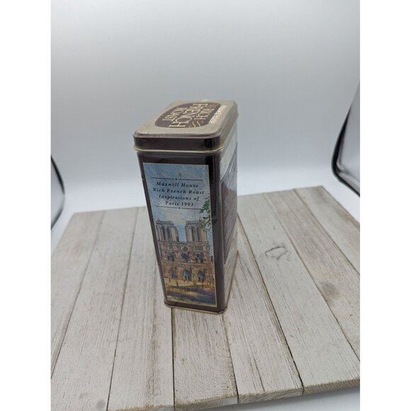 Vintage Maxwell House Rich French Roast Coffee Metal Tin Paris scene 1993 Sealed - Picture 4 of 5